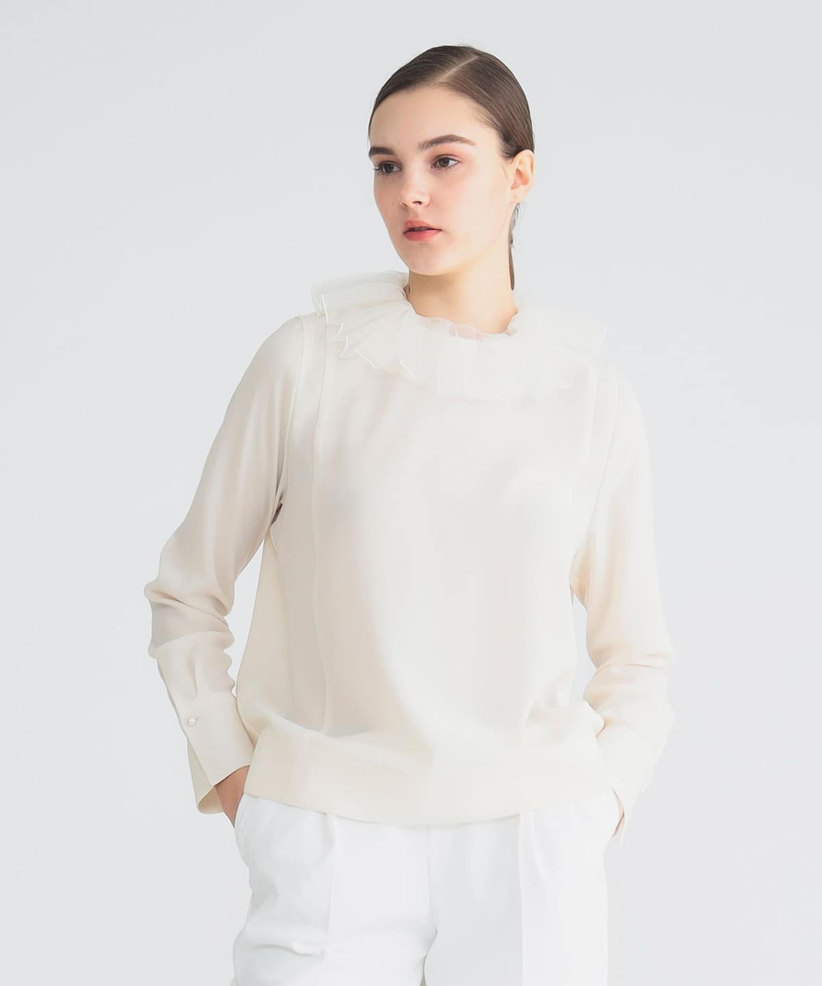 プリーツカラー ブラウス シャツ・ブラウス WOMEN CREAM 36 プリーツカラー ブラウス シャツ・ブラウス WOMEN CREAM 36