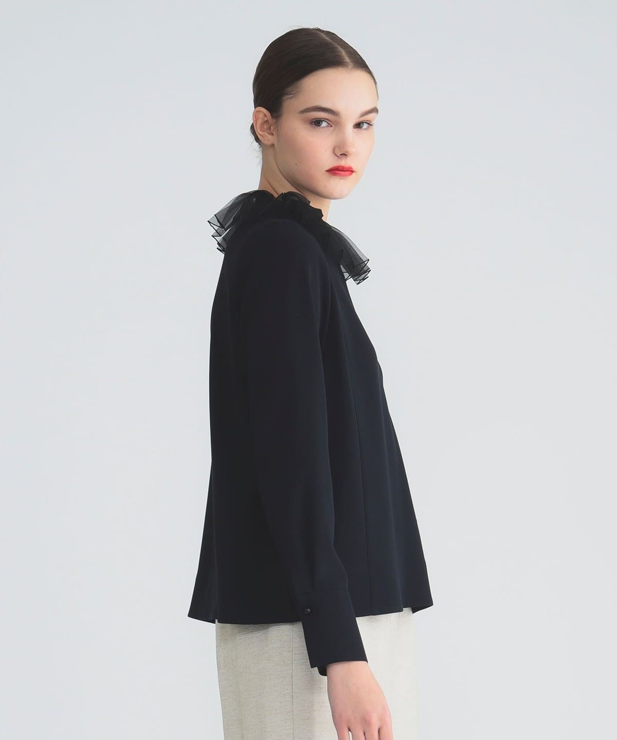 【5/8新規値下げ】プリーツカラー ブラウス シャツ・ブラウス WOMEN NAVY 38 【5/8新規値下げ】プリーツカラー ブラウス シャツ・ブラウス WOMEN NAVY 38