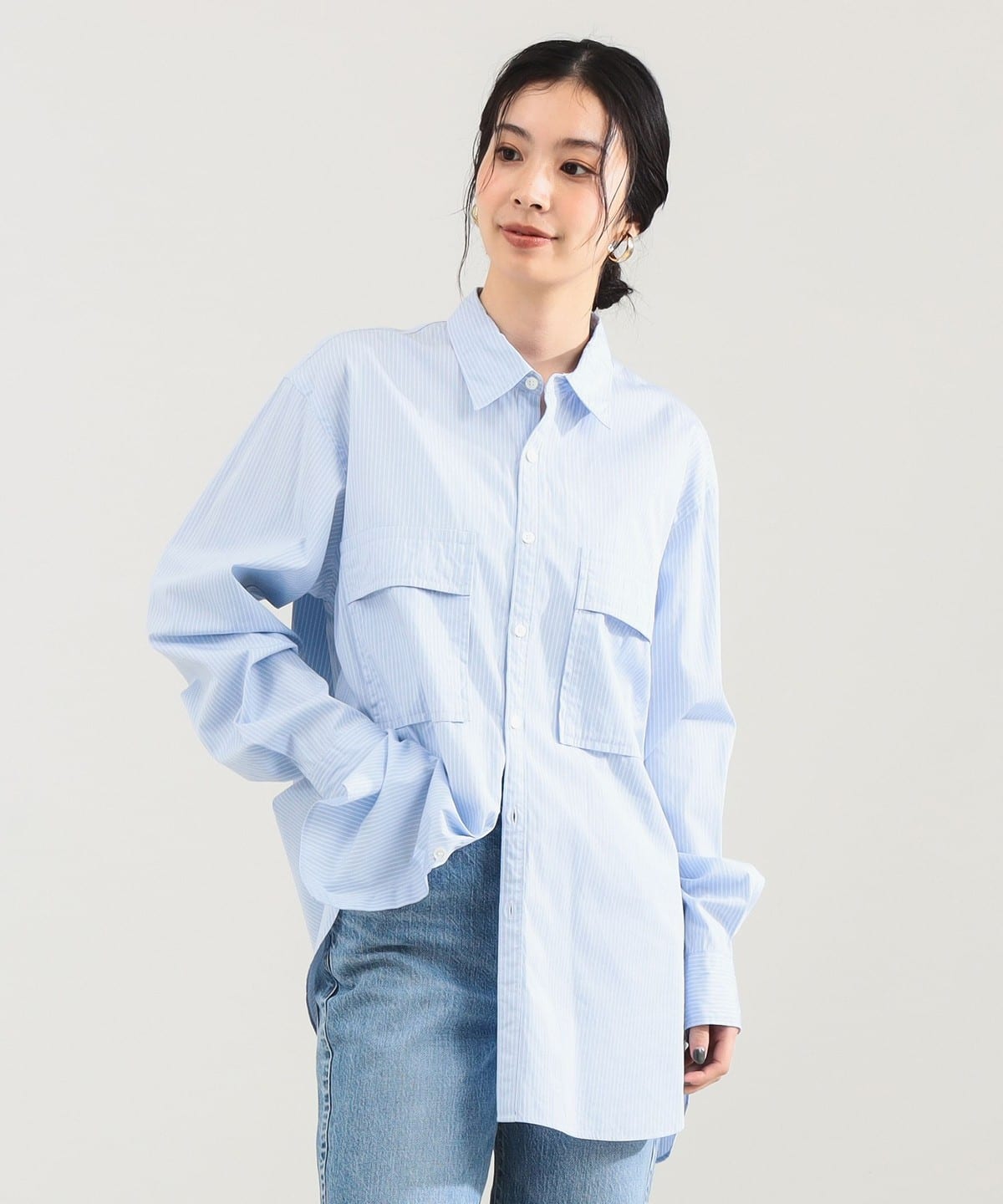 【別注】:colon / スビン ストライプ シャツ シャツ・ブラウス WOMEN 別注SAX/WHITE STRIPE 3 【別注】:colon / スビン ストライプ シャツ シャツ・ブラウス WOMEN 別注SAX/WHITE STRIPE 3
