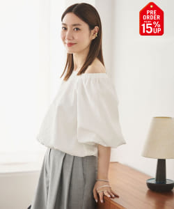 【+15%ポイントUP】エディター東原妙子 × Demi-Luxe BEAMS / 2WAY ジャカード ブラウス