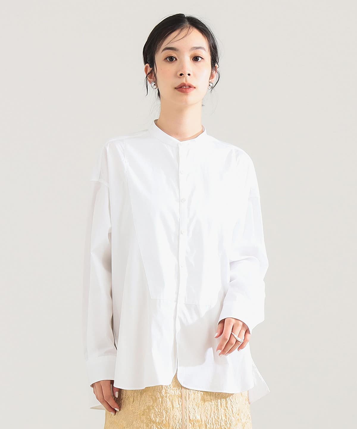 TICCA ティッカ / ノーカラー ビブヨーク シャツ シャツ・ブラウス WOMEN WHITE ONE SIZE TICCA ティッカ / ノーカラー ビブヨーク シャツ シャツ・ブラウス WOMEN WHITE ONE SIZE
