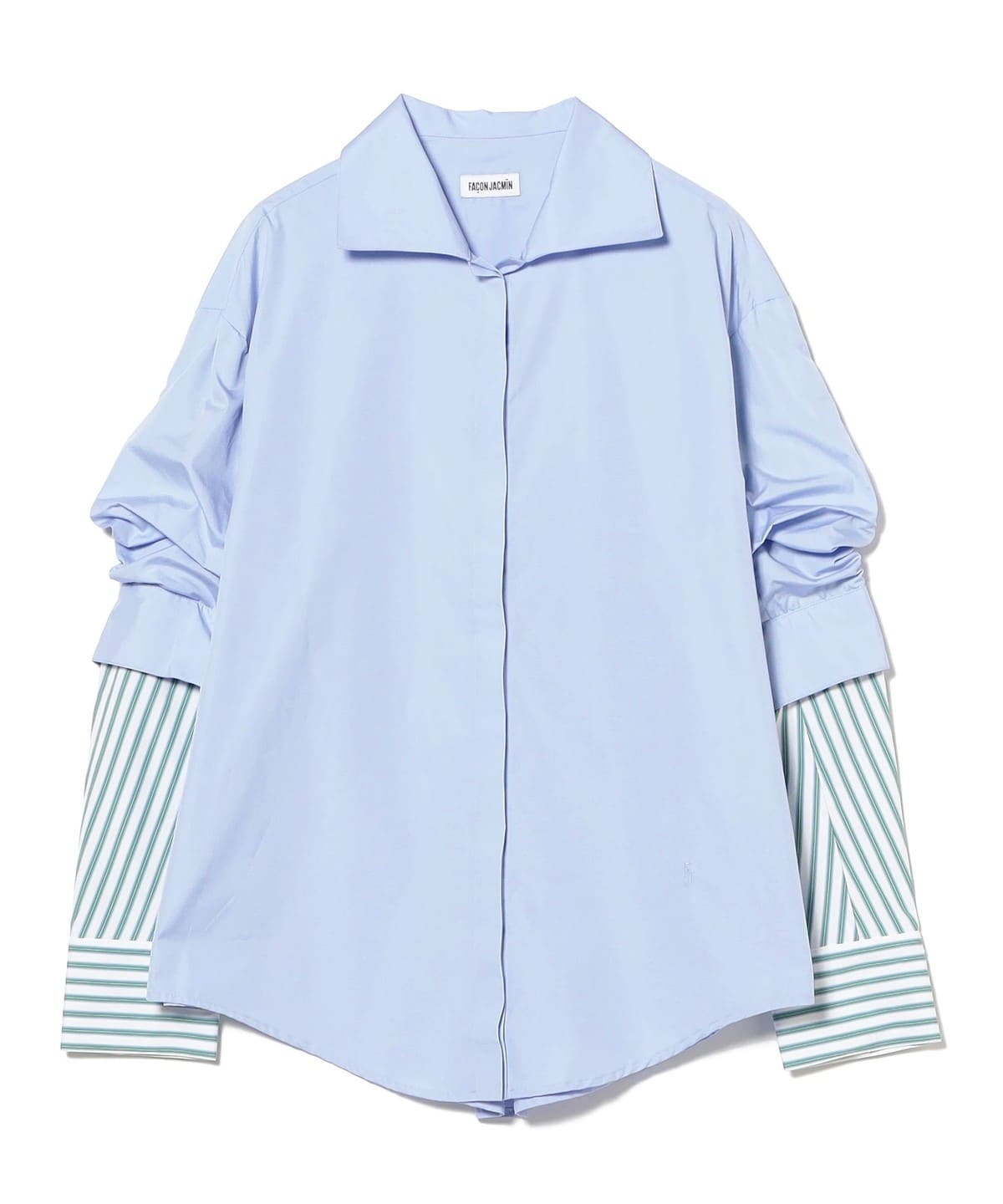 FACON JACMIN / COSMO ブルー シャツ シャツ・ブラウス WOMEN LIGHT BLUE/GREEN STRIPE S FACON JACMIN / COSMO ブルー シャツ シャツ・ブラウス WOMEN LIGHT BLUE/GREEN STRIPE S