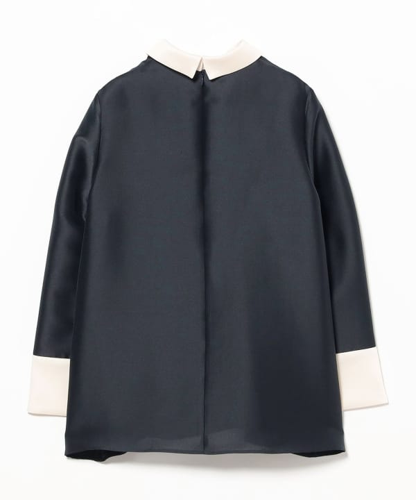 美品 EFFE BEAMS 5,8万円 ノーカラーコート 黒 エッフェ ビームス EFFE BEAMS（エッフェ ビームス）M・fil / バイカラー ブラウス