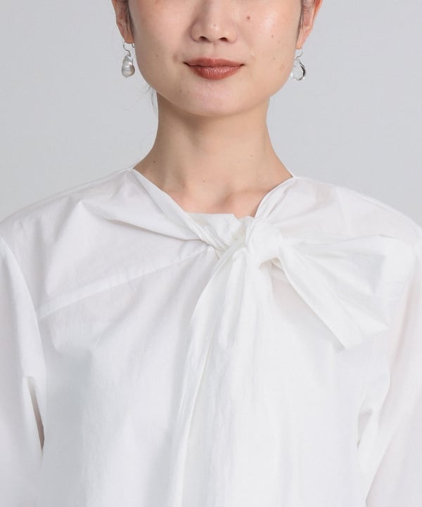 デミルクス ビームス ストール ブラウス　ボウタイブラウス ホワイト デミルクス ビームス ストール ブラウス ボウタイブラウス