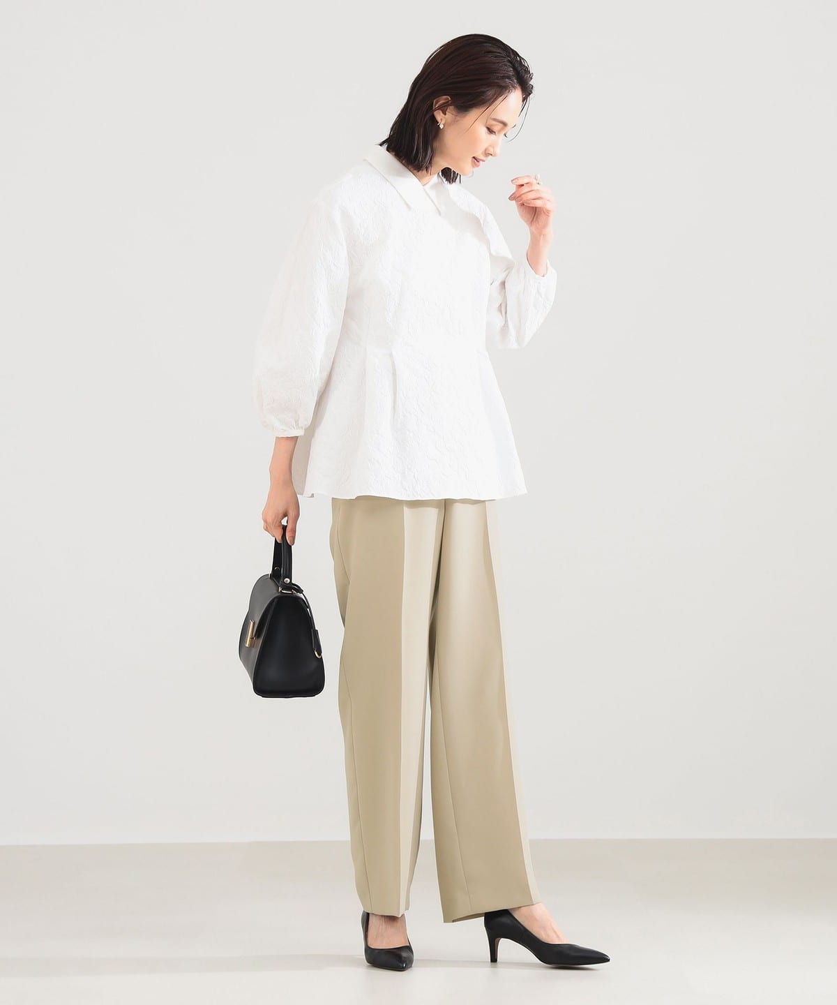 Demi-Luxe BEAMS (Demi-Luxe BEAMS) Fukure Weave Attached Collar