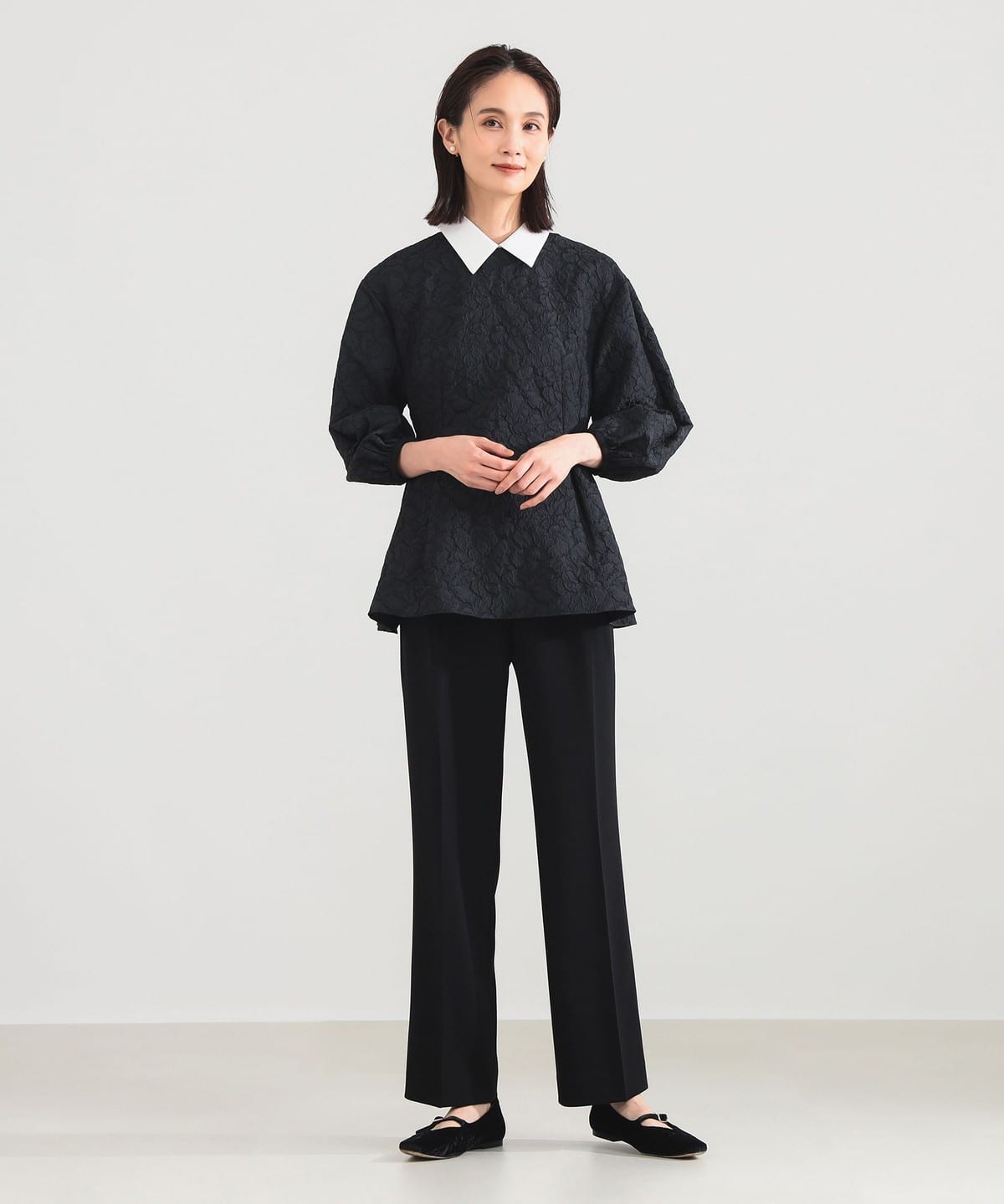 Demi-Luxe BEAMS (Demi-Luxe BEAMS) Fukure Weave Attached Collar