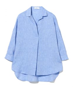 BARBA NAPOLI / リネン 3/4スリーブ スキッパー カラーシャツ