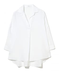 BARBA NAPOLI / リネン 3/4スリーブ スキッパー ホワイト シャツ