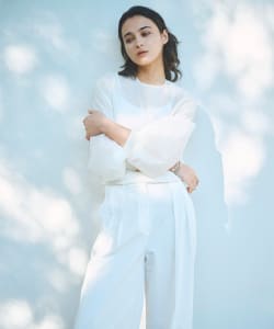 AK+1 / クルーネック リブ ブラウス.