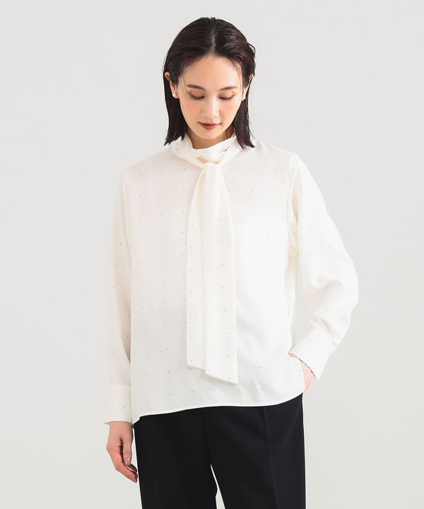 ★送料無料！17年　Demi-Luxe ビームス　*バックサテンボウタイブラウス//定価￥15.000*　1902R3　 Demi-Luxe BEAMS(デミルクス ビームス)の洗えるブラウスライク