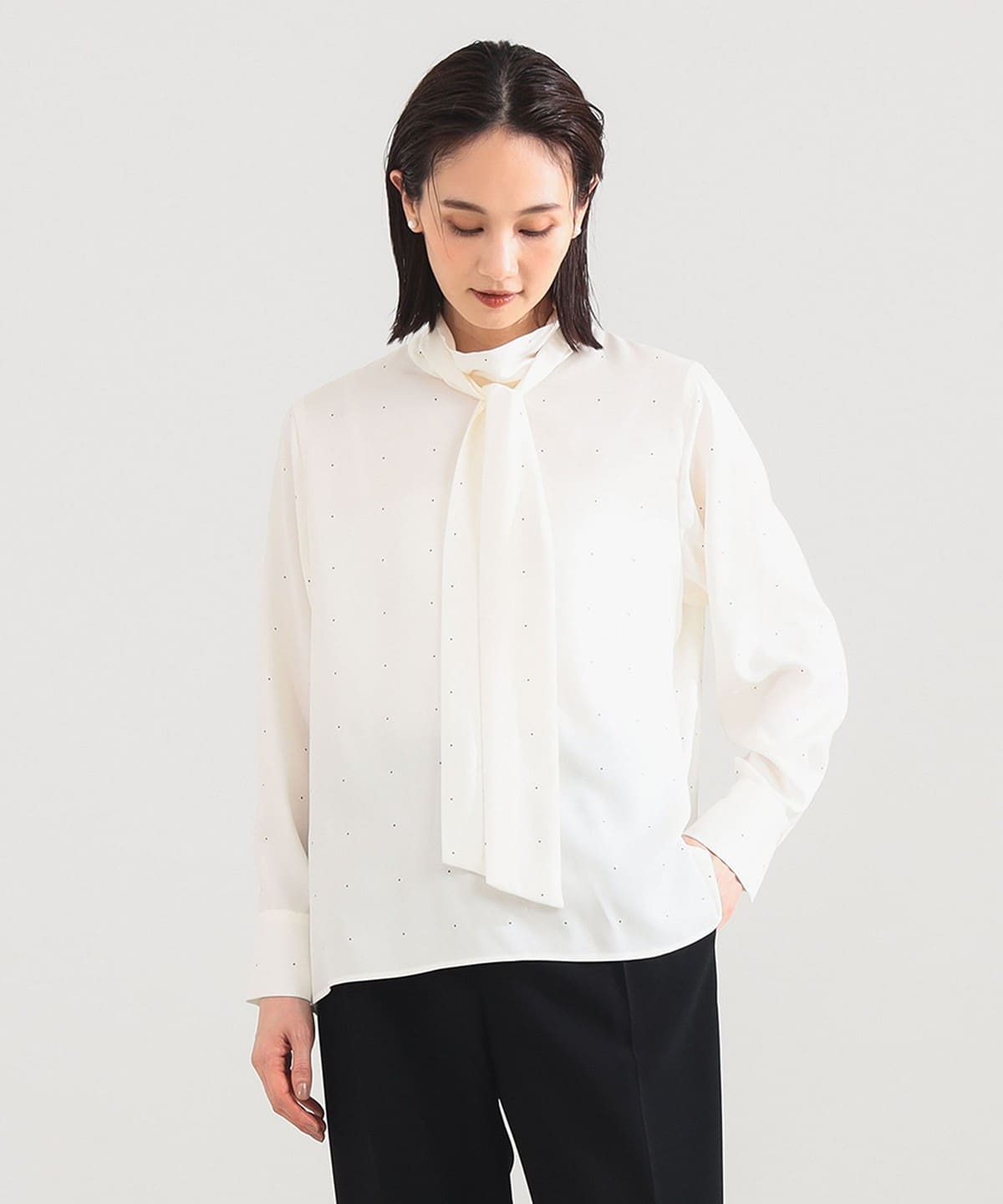 ロングボウタイ ブラウス シャツ・ブラウス WOMEN PETIT DOT ONE SIZE ロングボウタイ ブラウス シャツ・ブラウス WOMEN PETIT DOT ONE SIZE