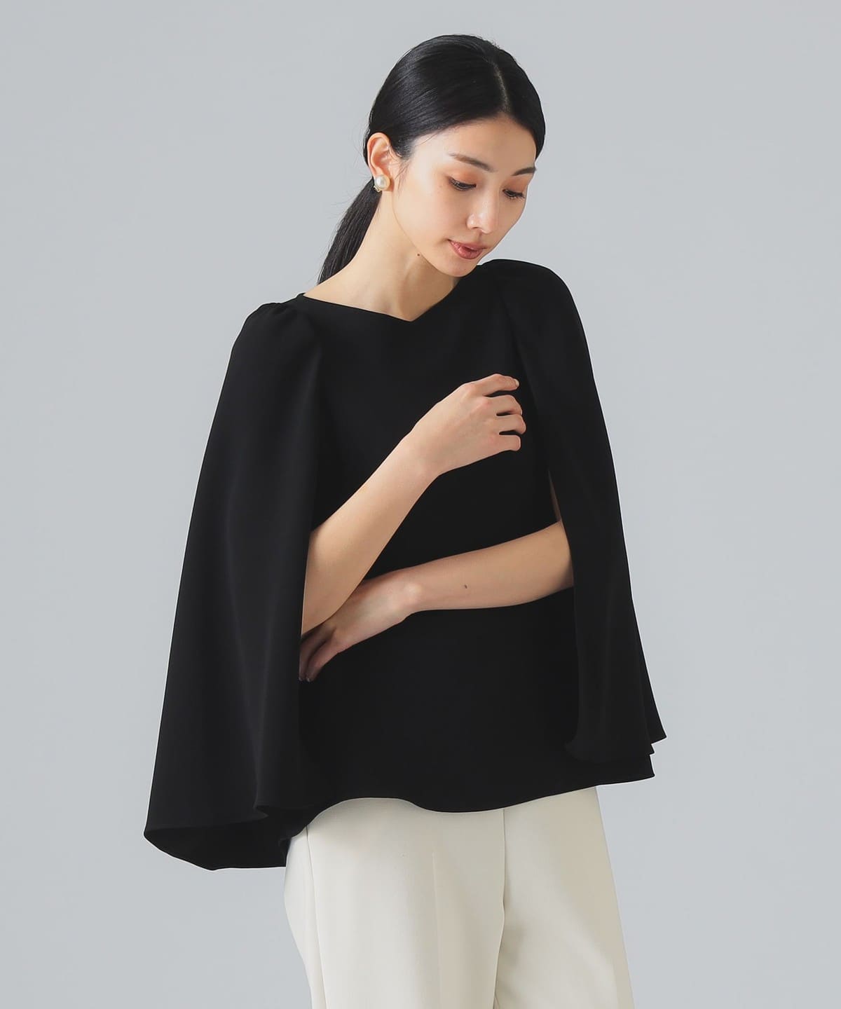 EFFE BEAMS別注 M・fil エムフィル ケープブラウス 38 赤 ◎EFFE BEAMS 