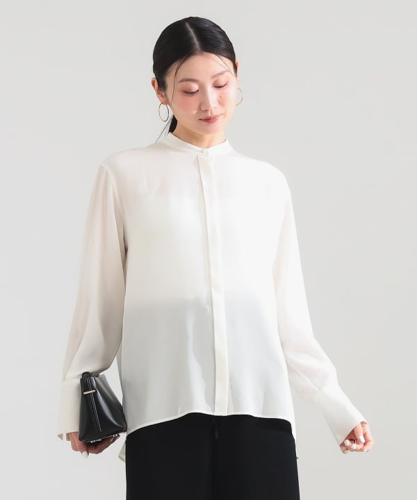 【新品タグ付】Demi-Luxe BEAMS  コットンシルク ブラウス Demi-Luxe BEAMS（デミルクス ビームス）コットンシルク 2WAY ブラウス