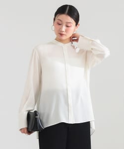シルク スタンドカラー ブラウス