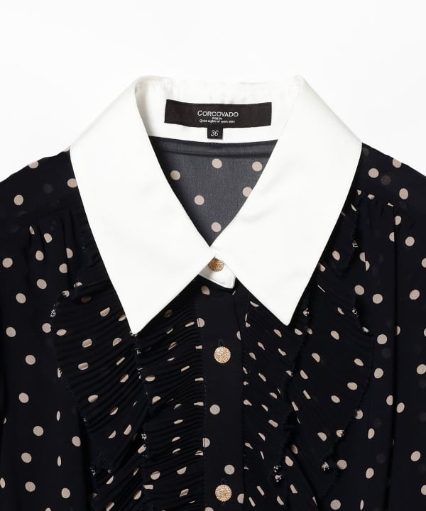 EFFE BEAMS EFFE BEAMS CORCOVADO / Dot Print Ribbon Blouse (Shirts