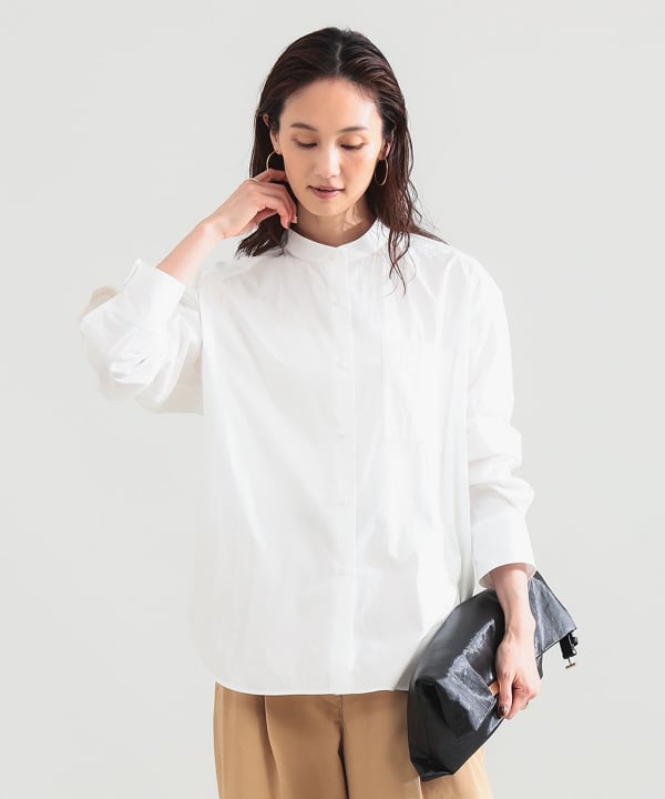 コットンナイロン スタンドネック シャツ Model：H171 B80 W58 H86　Size：38