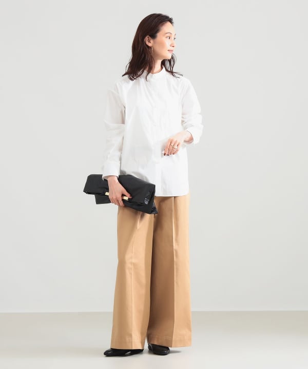 コットンナイロン スタンドネック シャツ Model：H171 B80 W58 H86　Size：38