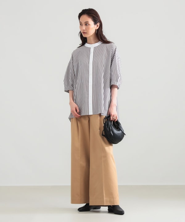 フェミニン ハーフスリーブ ボリューム シャツ Model：H171 B80 W58 H86　Size：ONE SIZE