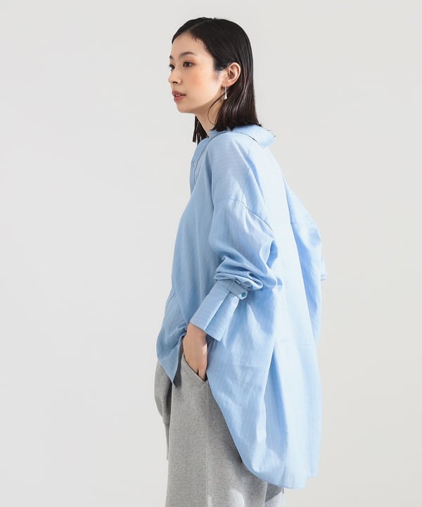 【+10%ポイントUP】AK+1 / コットンボイル ストライプ シャツ Model：H165　Size：ONE SIZE