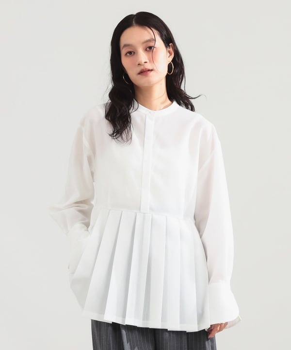 プレシャス プリーツ ブラウス Model：H165 B77 W57 H79　Size：38
