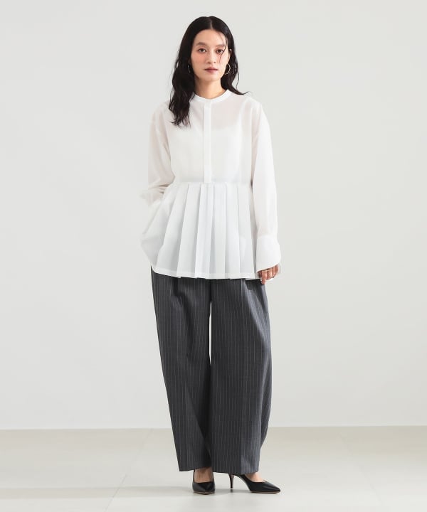 プレシャス プリーツ ブラウス Model：H165 B77 W57 H79　Size：38