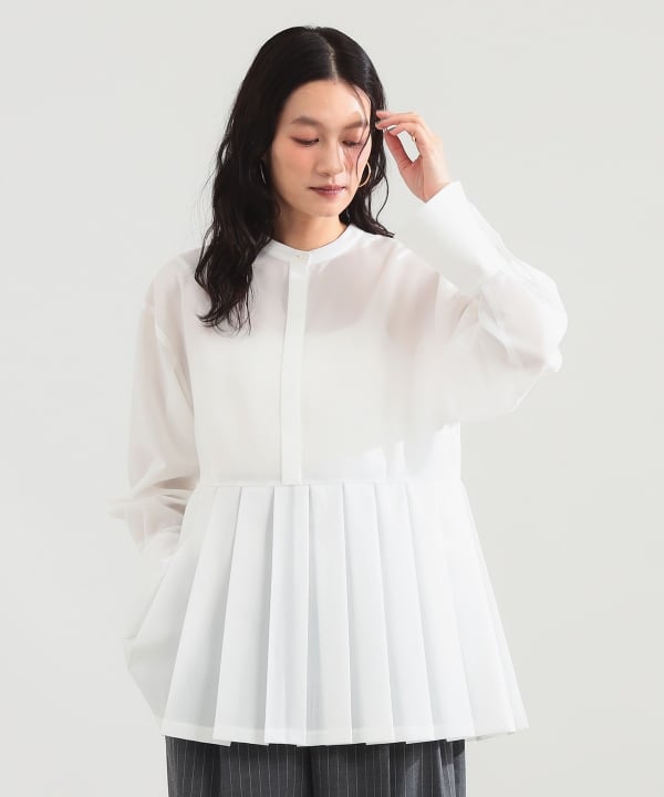 プレシャス プリーツ ブラウス Model：H165 B77 W57 H79　Size：38