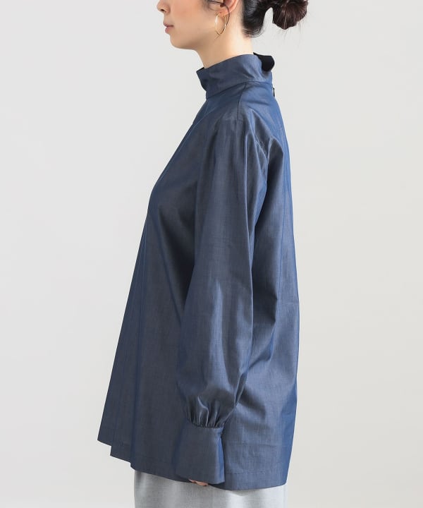 【+10%ポイントUP】AK+1 / シャンブレー ハイネック ブラウス
