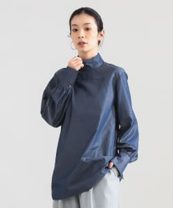 【+10%ポイントUP】AK+1 / シャンブレー ハイネック ブラウス