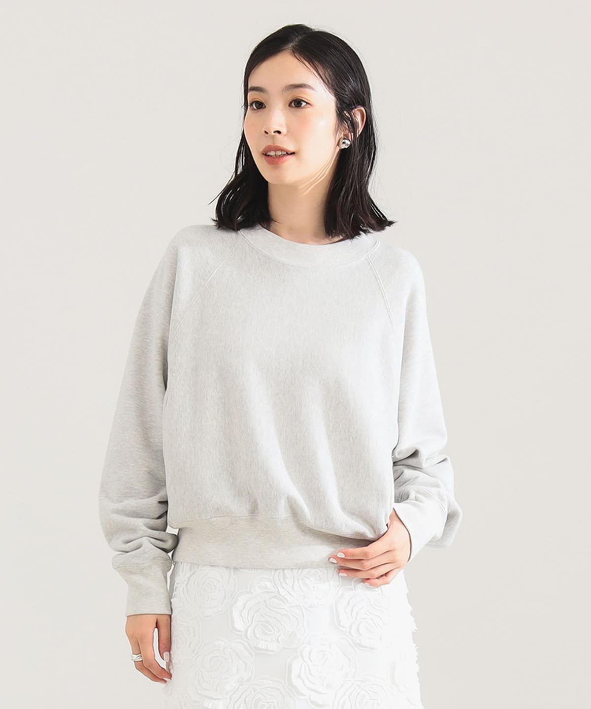BATONER バトナー / メランジ 裏毛 クルーネック トップス トップス WOMEN GREY 1 BATONER バトナー / メランジ 裏毛 クルーネック トップス トップス WOMEN GREY 1