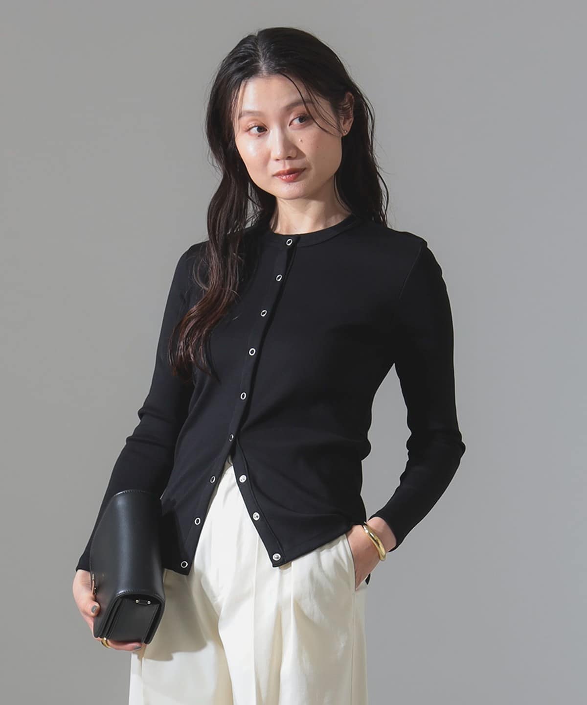 BATONER バトナー / オーガニックコットン プチ カーディガン トップス WOMEN BLACK 1 BATONER バトナー / オーガニックコットン プチ カーディガン トップス WOMEN BLACK 1