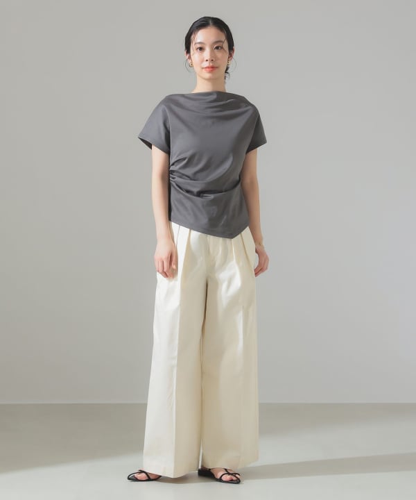 Demi-Luxe BEAMS トリアセ ペプラム ハーフスリーブ プルオーバー Amazon | [デミルクスビームス] S/Sシャツ・ブラウス トリアセ