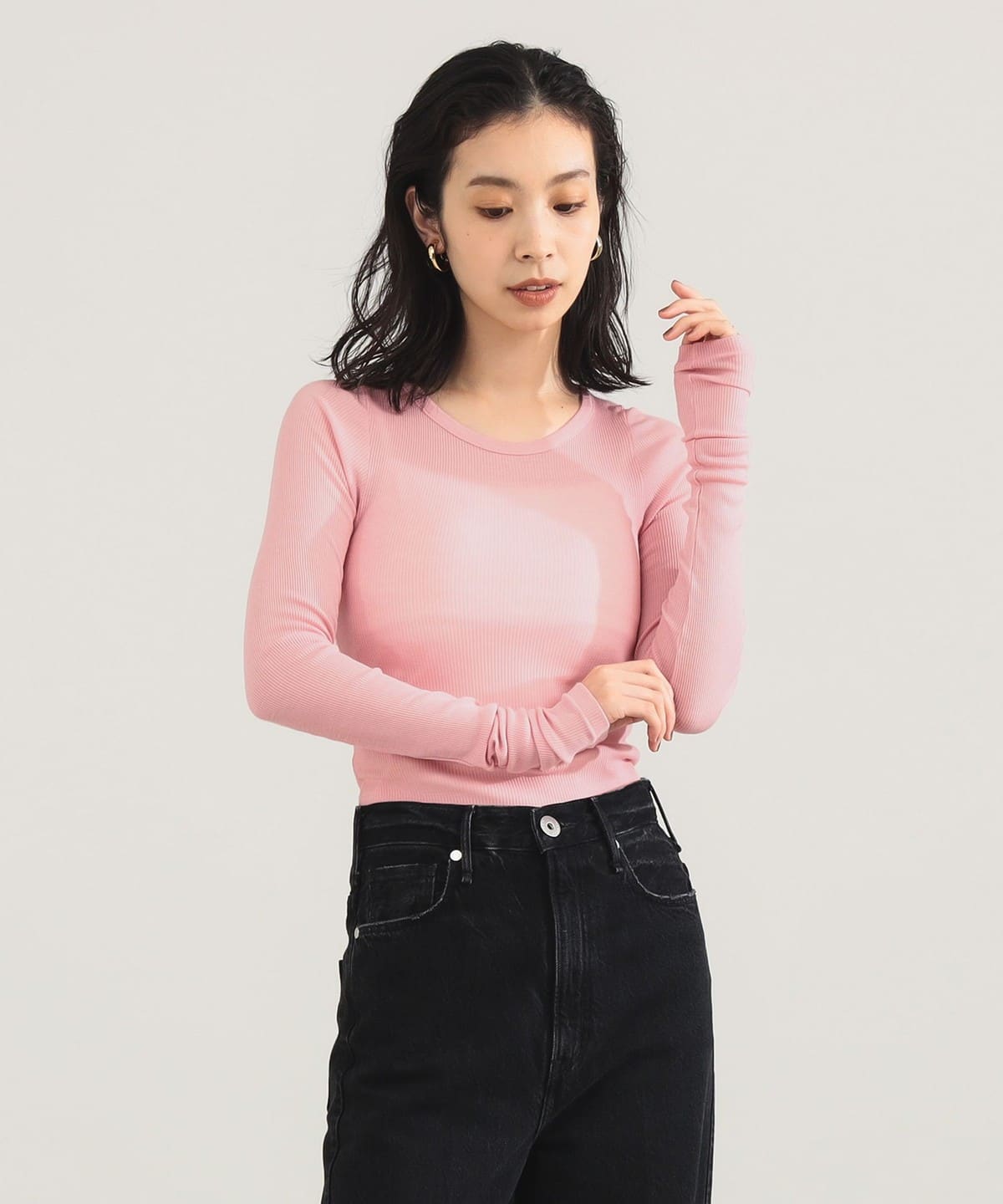 AURALEE オーラリー / WOOL SILK SOFT RIB LONG SLEEVE TEE Tシャツ・カットソー WOMEN PINK 1 AURALEE オーラリー / WOOL SILK SOFT RIB LONG SLEEVE TEE Tシャツ・カットソー WOMEN PINK 1