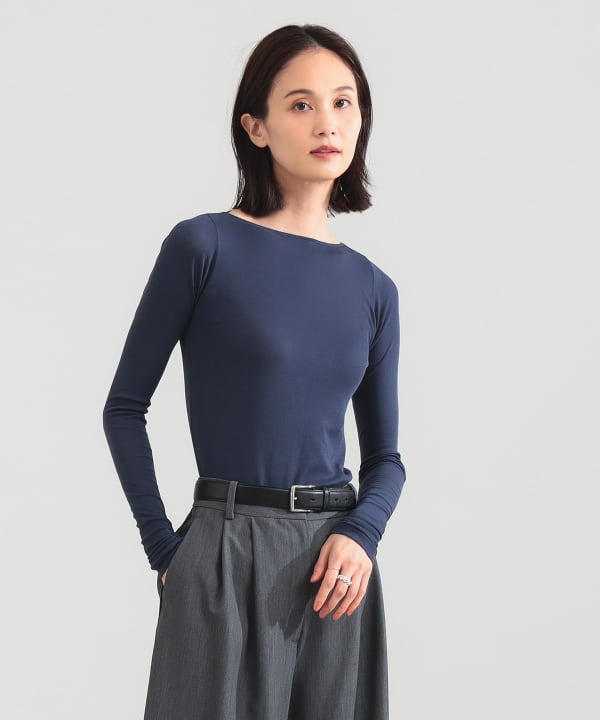 AURALEE/スーパーハイゲージ シアーリブ ボートネックロングスリーブT SUPER HIGH GAUGE SHEER RIB BOAT NECK L/S TEE - AURALEE