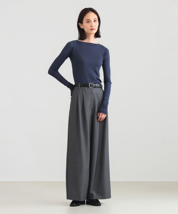 AURALEE SHEER RIB BOAT NECK L/S TEE ピンク SUPER HIGH GAUGE SHEER RIB L/S TEE - AURALEE Official Website