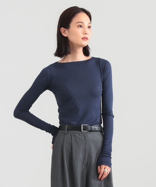 AURALEE スーパーハイゲージシアーリブボートネックT ブラック0 AURALEE スーパーハイゲージシアーリブボートネックT ブラック0