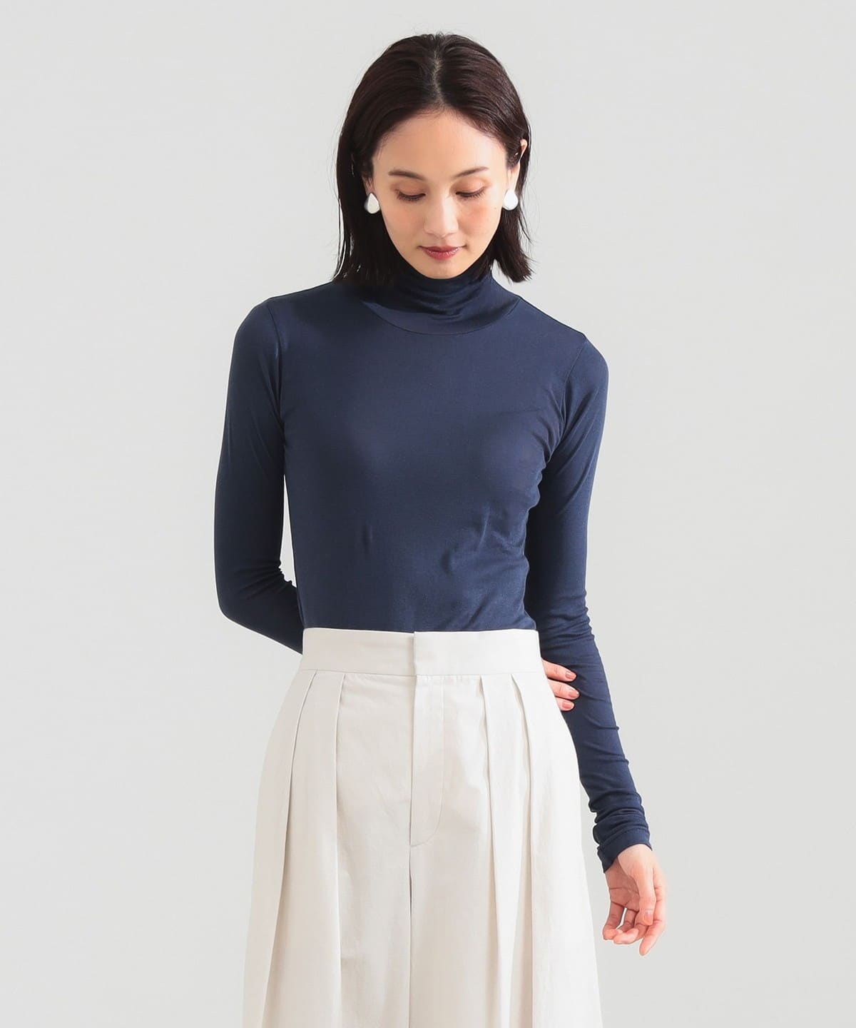 AURALEE オーラリー / SUPER HIGH GAUGE SHEER RIB TURTLE NECK LONG SLEEVE TEE Tシャツ・カットソー WOMEN NAVY 1 AURALEE オーラリー / SUPER HIGH GAUGE SHEER RIB TURTLE NECK LONG SLEEVE TEE Tシャツ・カットソー WOMEN NAVY 1