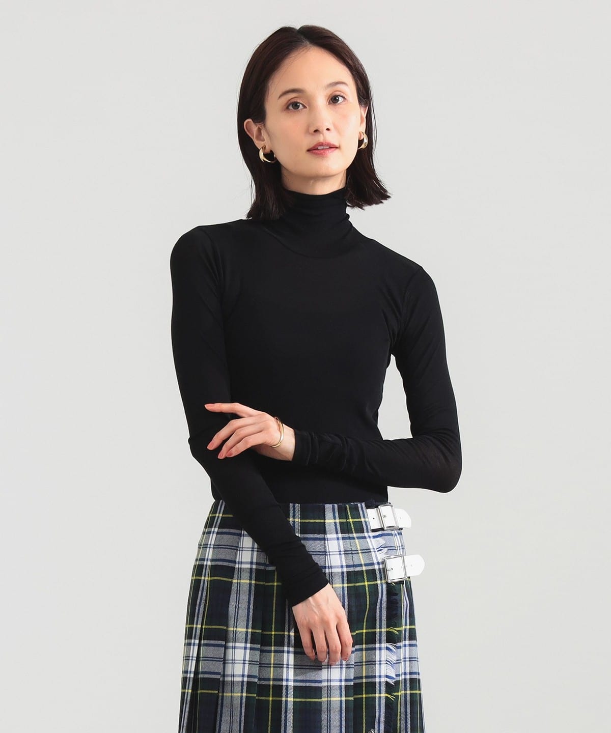 美品 オーラリー 1.1万円 タートルネック 薄手 リブ トップ 洗える 透け感 BEAMS SELECTION for WOMEN（ビームス セレクション for ウィメン