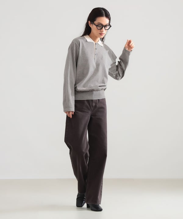 BATONER / ブラウジング ポロ ロングスリーブ Tシャツ Model：H165 B77 W57 H79　Size：2