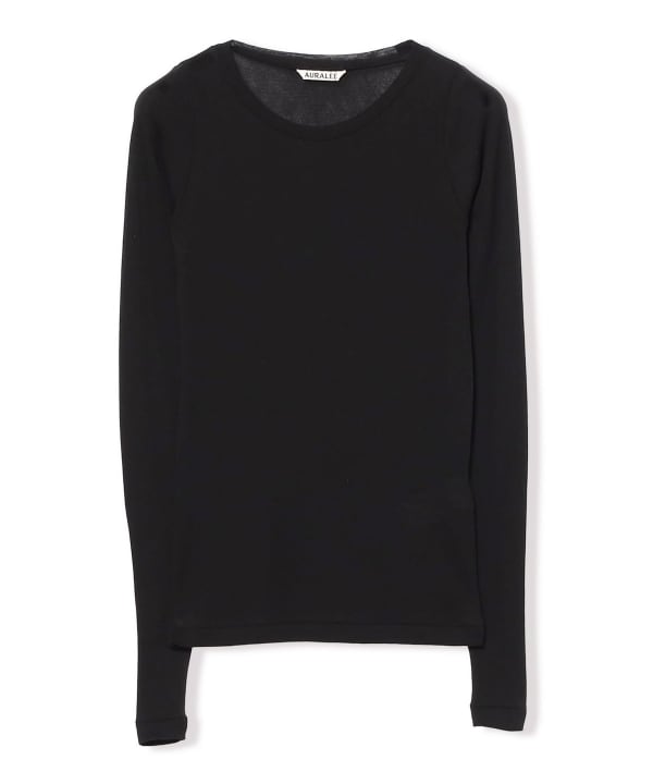 AURALEE / SUPER HIGH GAUGE SHEER RIB WIDE-NECK LONG SLEEVE TEE