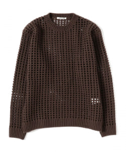 AURALEE / WOOL FELT YARN MESH KNIT PULLOVER