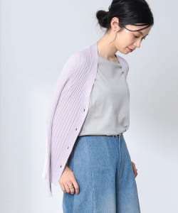 Demi-Luxe BEAMS / シルク リブ Vネック カーディガン