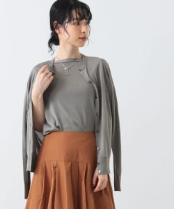 Demi-Luxe BEAMS / 女裝 絲綢 圓領 開襟衫