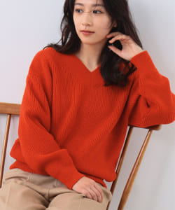 SLOANE / 7ゲージ 片畦 リブ Vネックニット