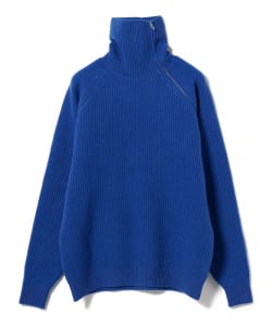 AURALEE / MILLED FRENCH MERINO RIB KNIT ZIP PULL OVER