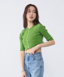 AURALEE / GIZA HIGH GAUGE RIB KNIT SHORT CARDIGAN