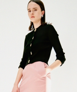 MADISONBLUE / RIB CREW NECK CARDIGAN
