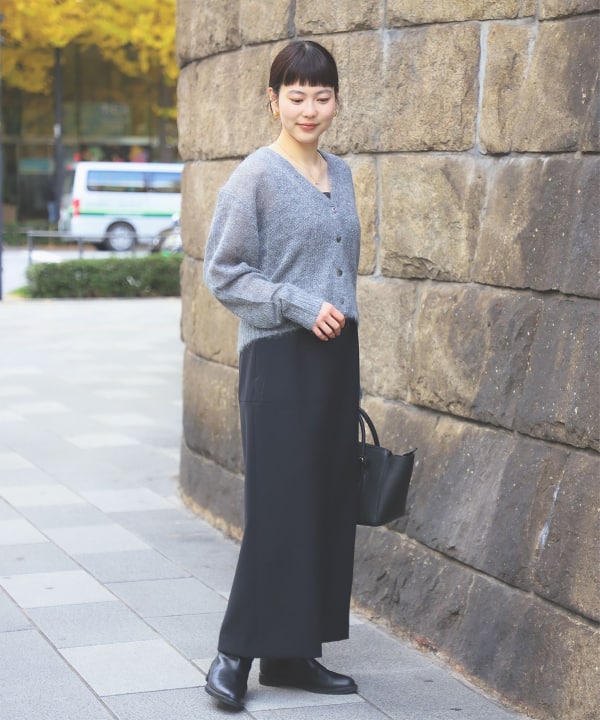 Demi-Luxe BEAMS ケーブル編みロングニットカーディガン ガウン