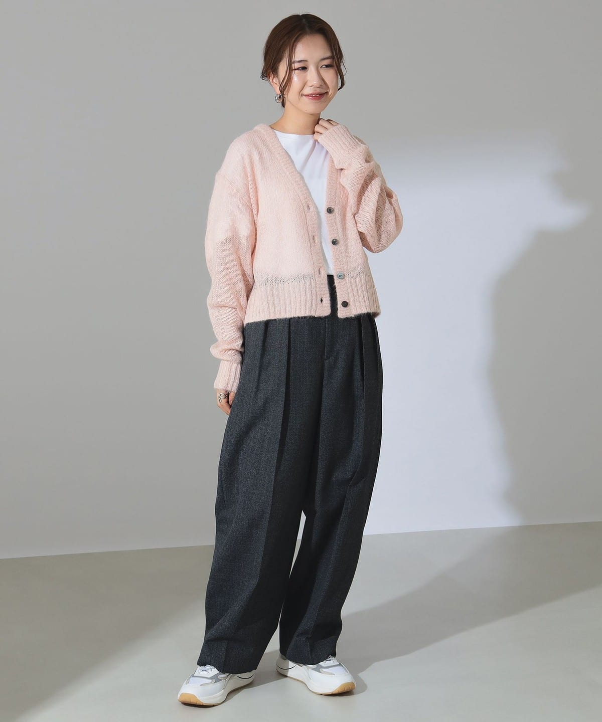 Demi-Luxe BEAMS ケーブル編みロングニットカーディガン ガウン
