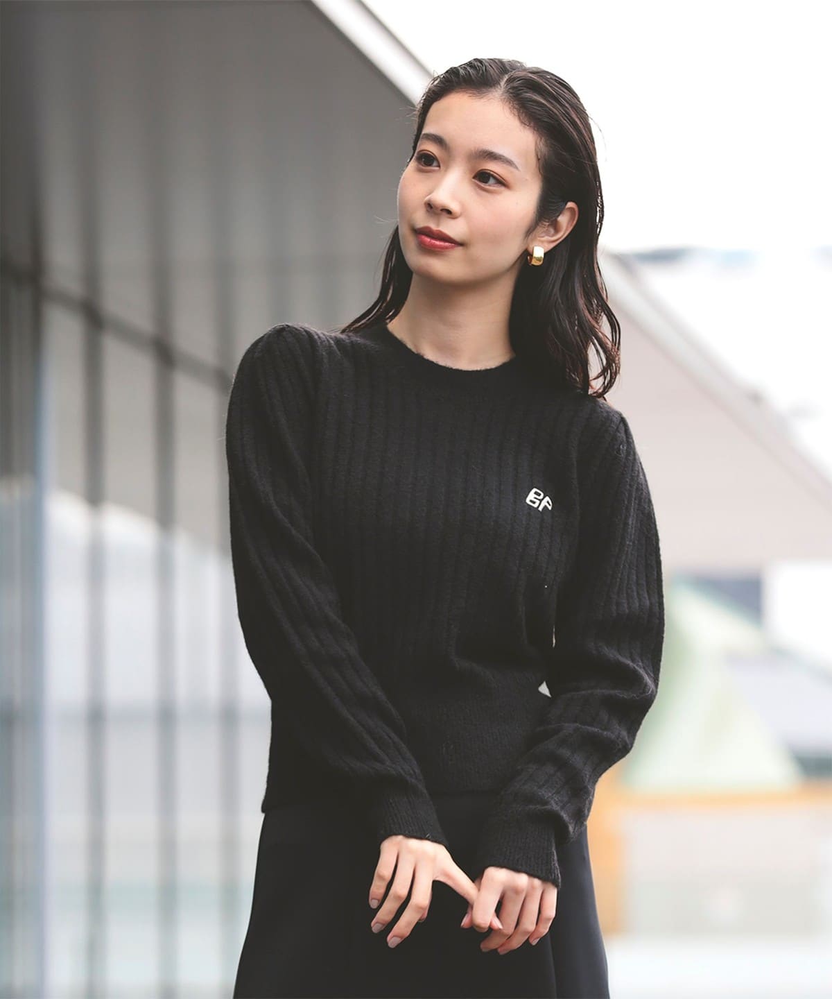 BAUM UND PFERDGARTEN / CHELLI アルパカ リブニット トップス WOMEN BLACK S BAUM UND PFERDGARTEN / CHELLI アルパカ リブニット トップス WOMEN BLACK S