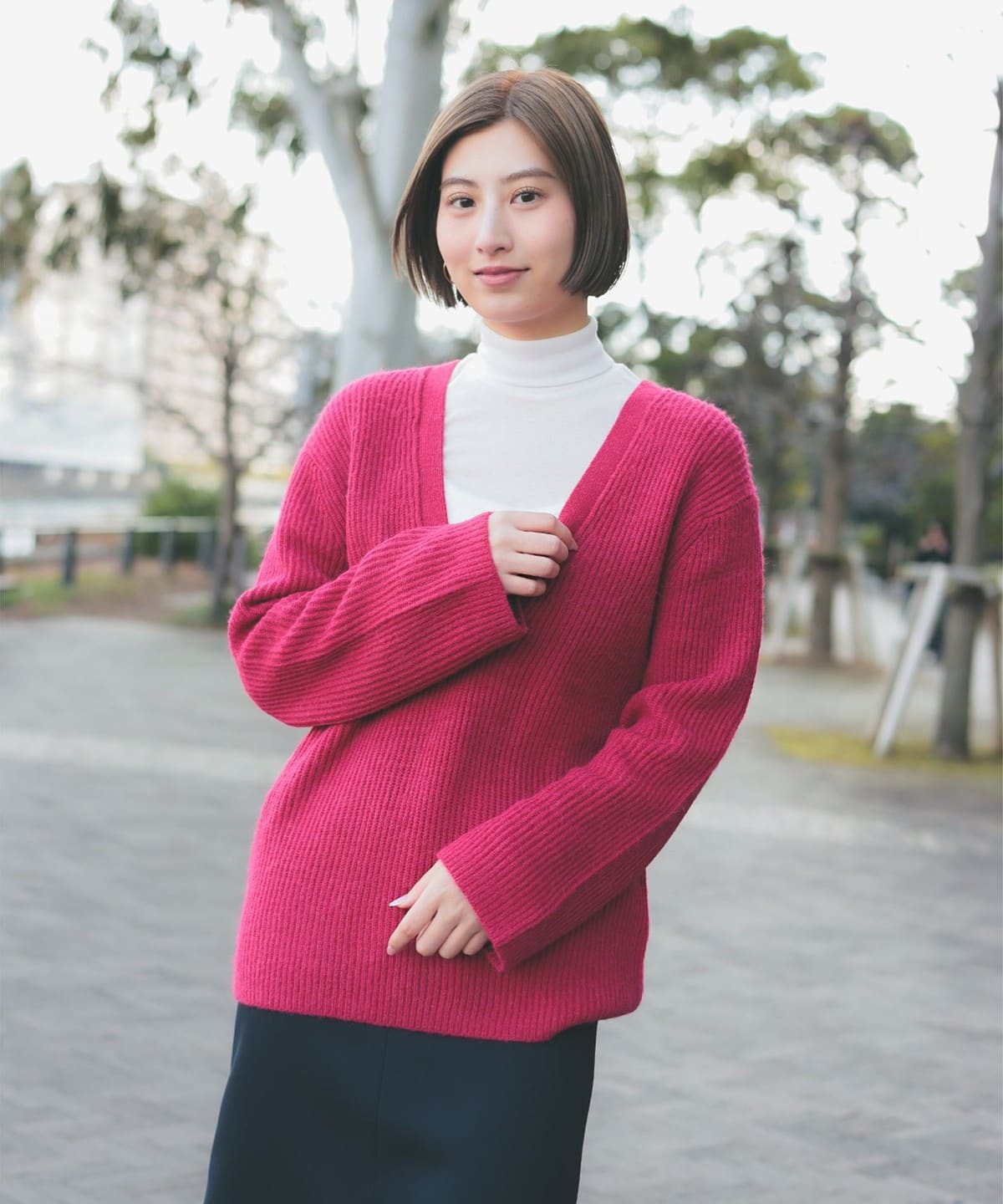 アルパカ Vネック ニット トップス WOMEN FUXIA ONE SIZE アルパカ Vネック ニット トップス WOMEN FUXIA ONE SIZE